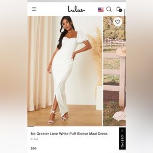 Lulu’s No greater love white puff sleeve dress